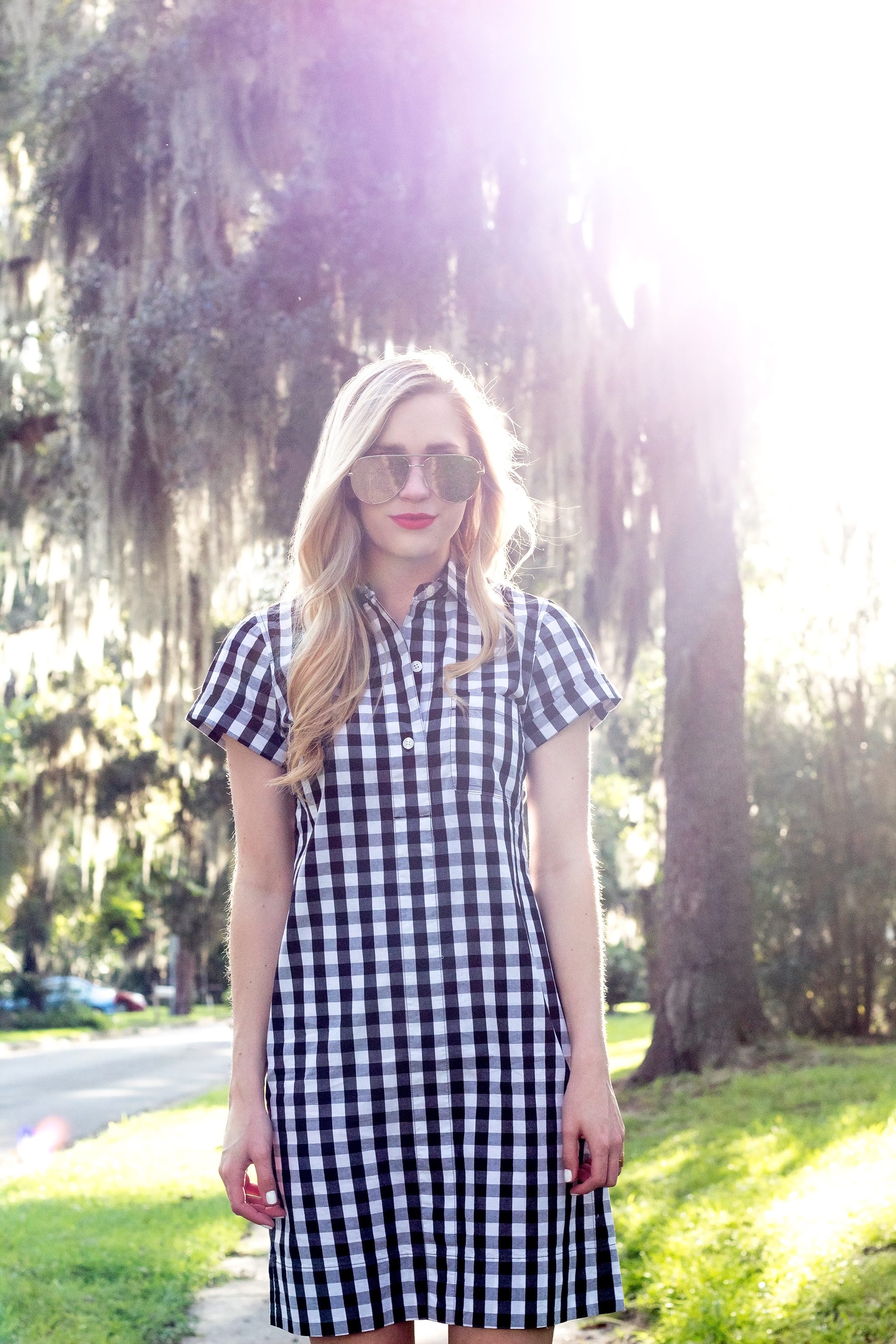 j crew black and white gingham dress